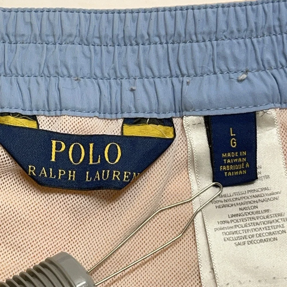 Polo Ralph‎ Lauren Swim Trunks Mens L Orange Lined Bathing Suit Pockets Preppy